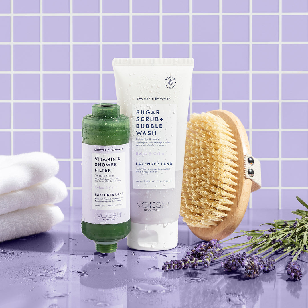 shower and empower duo with dry brush